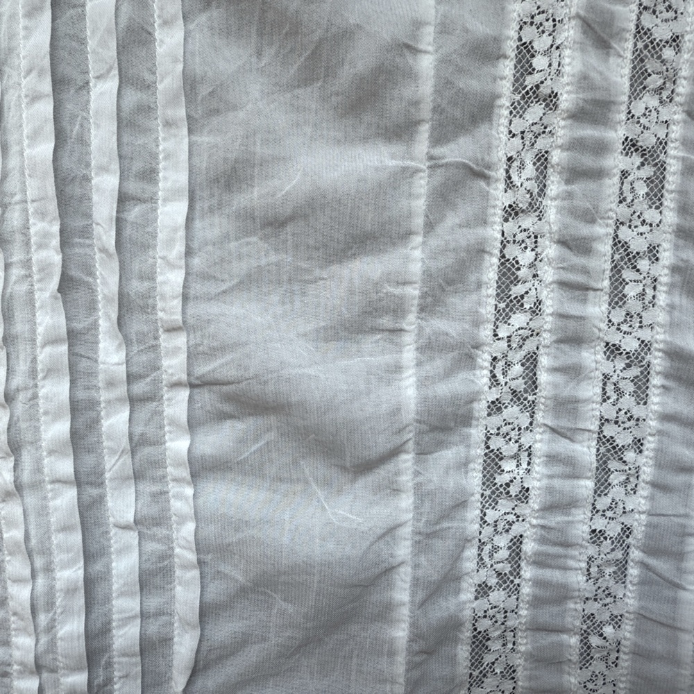JOHNNY WAS White Top blouse tank pintuck lace details Boho Sleeveless LARGE - Picture 4 of 6